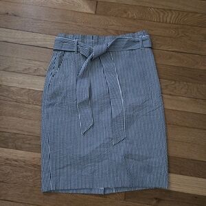 Ann Taylor Petite Womens 4 P Pencil Skirt Striped Blue White Sear Sucker Beleted